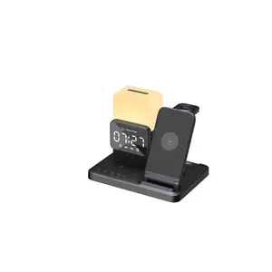 M.A.D LAB Bedside Apple Charging Station & Alarm Clock with Night Lamp – Wireless Charger Designed for AirPods, AirPods Pro 2 & Apple Watch and Qi-Compatible for iPhone and Android Phone Charger