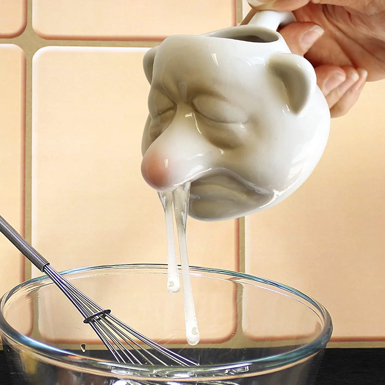 Ceramic Nose Dwarf Funny Egg Separator, High-Quality Kitchenware Egg Yolk & White Filter, Home Cooking Kitchen Utensil Gadget