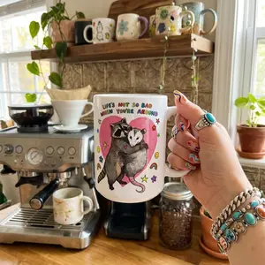 Cute Raccoon Possum Coffee Mug | Funny Coffee Mug Valentine's Day Gift 11 oz - 15oz, Ceramic Mug, Unique Gift for Her, Coffee Cup Gift For Him, Gift Idea For Lover, Funny Mug