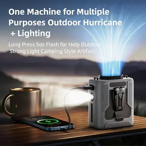 HOOYS Personal Waist Portable Rechargeable Fan, 6000mAh Battery Power bank, 5 Speeds 5300RPM Airflow, LED Light, Wearable Belt Fan for Outdoor, Jobsite, Farms, Traveling, Fishing