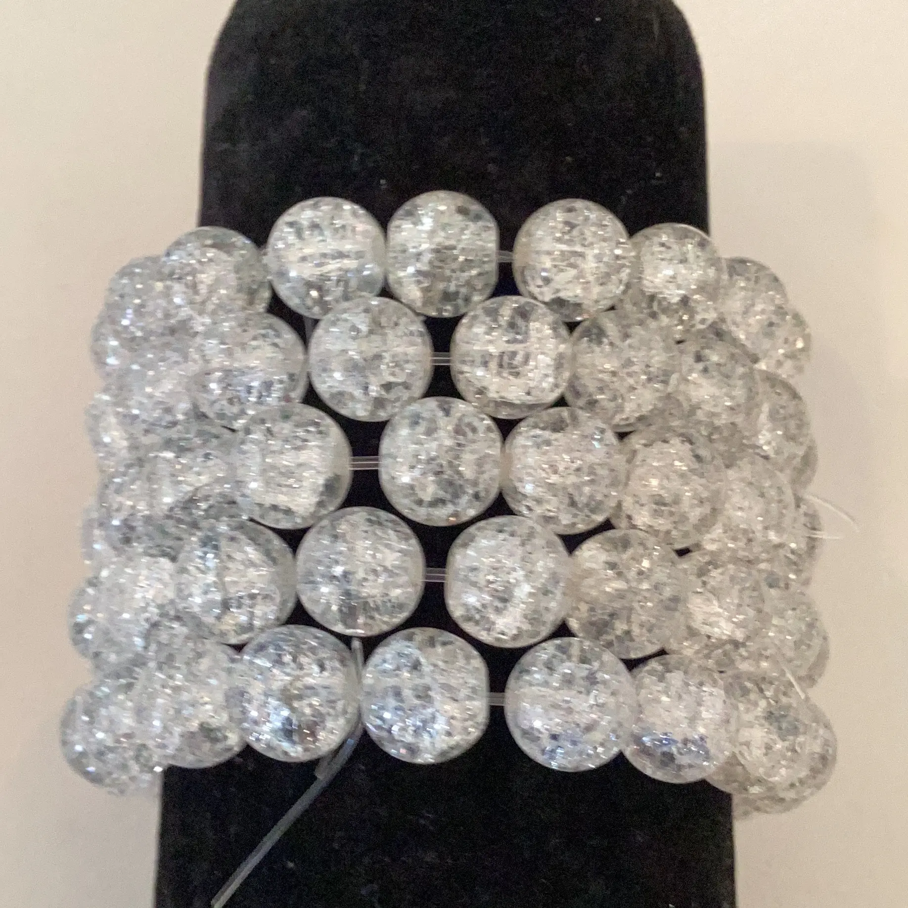 White Crackle Beaded Bracelet