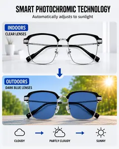 Photochromic Glasses – Indoor Clear to Outdoor Dark Blue, UV-Activated Lenses for Sunny, Cloudy & Partly Cloudy, Lightweight Frame with Anti-Scratch Coating – Your Must-Have for Beach & Outdoor#sunglasses polarized