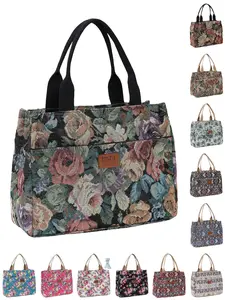 New Arrival Thick Fabric Handbag, Large Capacity Floral Pattern, Commuter Bag, Tote Bag, Storage Bag, Suitable for Shopping, Daily Use, School, Work, Casual Tote Bag, Stylish Tote Bag