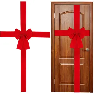 [Free Ship] LIVOA Large Red Christmas Door Ribbon Bow Festive Decorative Wreath Bow for Tree Fireplace Front Door & Party Decorations Holiday Gift Wrapping Ornament Red 1 Pack