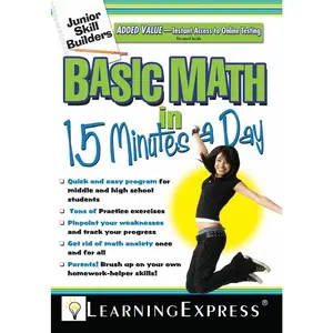 USED-Basic Math in 15 Minutes a Day: Junior Skill Builder [With Free Online Practice Exercises Access Code] by Learning Express (Paperback)