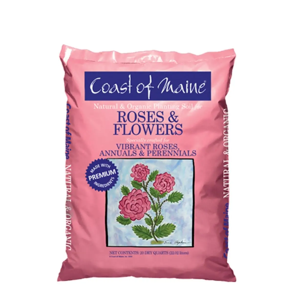 Coast of Maine 212 MAIN 20 qt. Organic & Natural Rose & Flower Planting Mix - Compost-Rich Organic Potting Soil for Soil Revitalization, Bloom Support, Garden Bed Enhancement