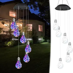 Solar Powered Outdoor LED Wind Chime Lights - Colorful Glow Hanging Landscape Decor, Waterproof Weather-Resistant Patio Lighting with Auto On/Off, Built-In Cell for Gardens, Festivals,summervibes