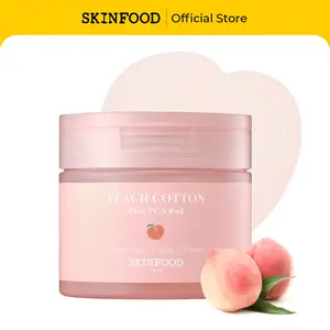 [SKINFOOD Official] Peach Cotton Zinc PCA Toner Pads | Korean Skincare for Dual Functional Hydrating, Soothing & Matte, Velvety Finish, Sebum Control for Sensitive, Oily, Acne-Prone Skin, Pink Hearted Pads, 5.64 oz (70 Pads)