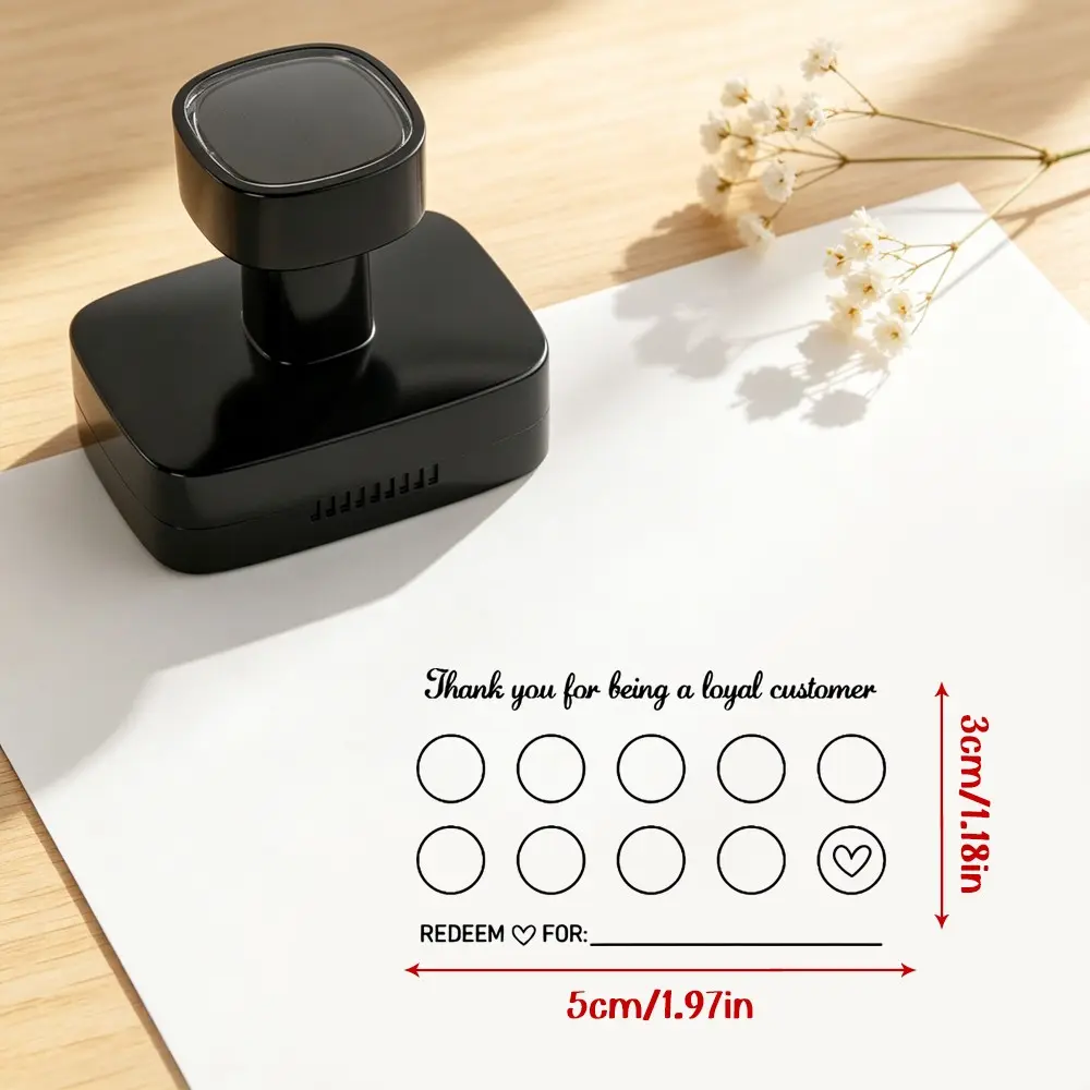 Coffee Shop Loyalty Stamps, Reward Stamps for Cafes and Bakeries, Reusable Transparent Ink Stamps, Buy 9 Get 1 Free, Customer Appreciation Stamps