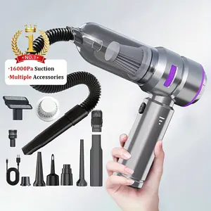 16000pa Handheld Vacuum Cleaner, 100w Portable Cordless Car Blower, Flexible Hose, 2000mah Battery, 3 Speed Levels, Home, Car, Outdoor Use, Battery Powered Vacuum