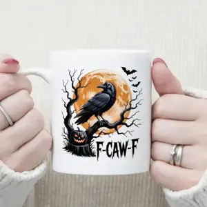 Funny Crow Mugs, F-Caw-F Coffee Mug Funny Gifts for Raven Lover Funny Raven, Gift for Friend, Colleague, Family