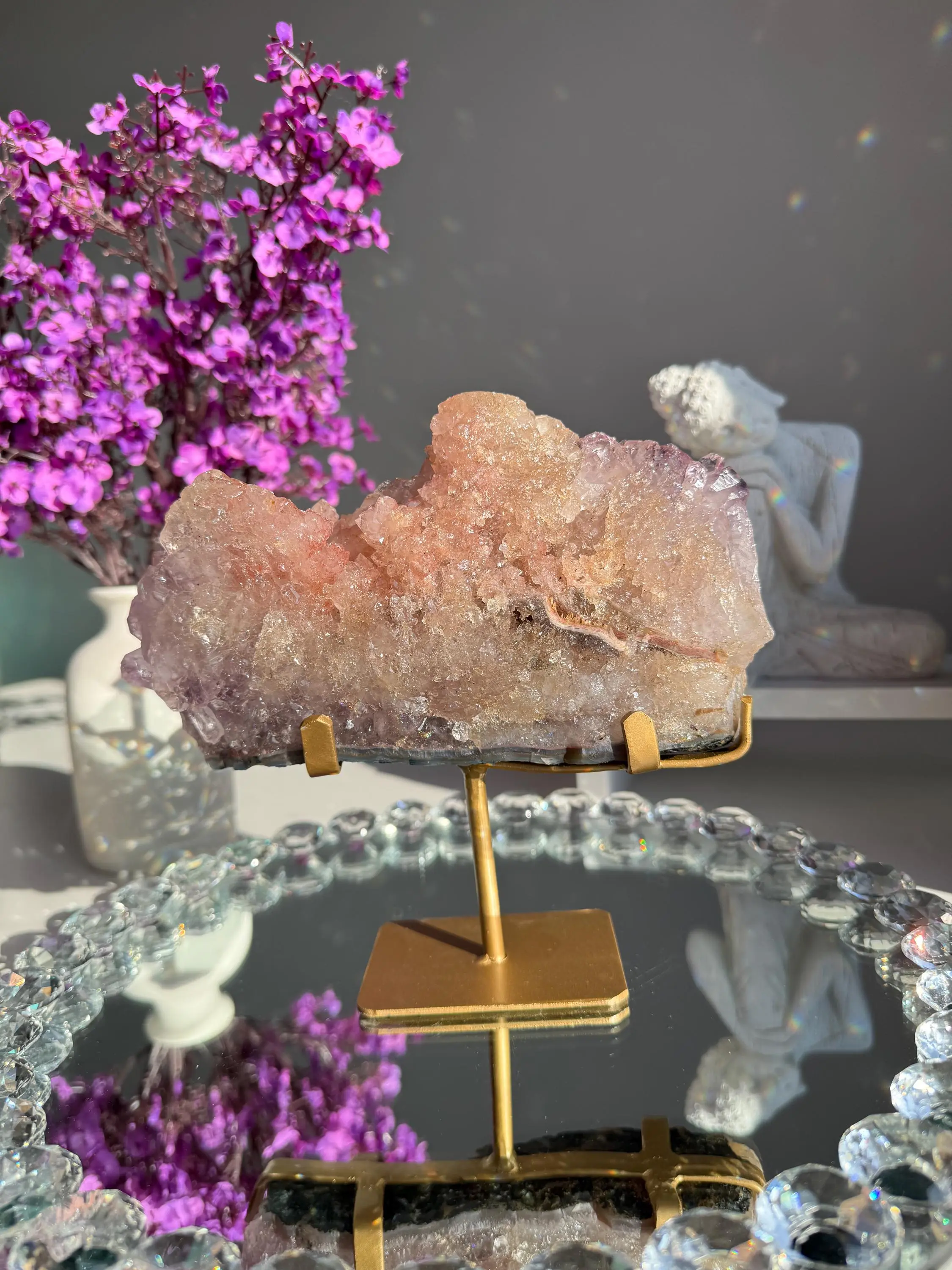 Rare pink cluster amethyst  3089