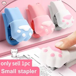 Cute Cat Paw Mini Stapler with Claw Print Design and Cat Ears, Manual Stapler for Home Office School, Cat Lovers Gift, Blue/, Durable Plastic