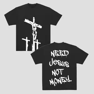 Need Jesus Not Money Graphic Casual Cotton Short Sleeve Crewneck Men T-Shirt Streetwear Menswear Top Tshirt Polyester Tropical Christmas 2024 shirt Shortsleeve dark design
