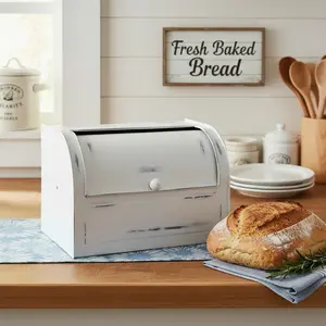 White Metal Bread Box