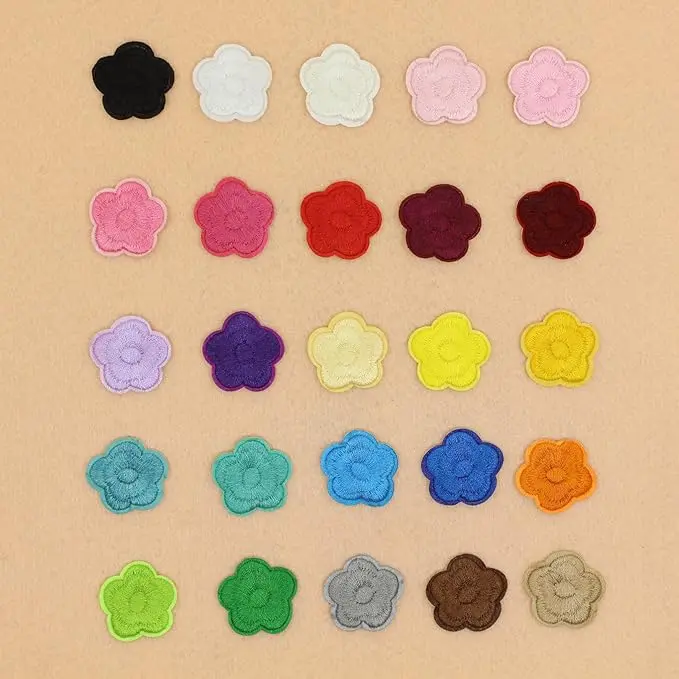 100pcs Colored Flowers Iron on Patches Sew on Embroidery Applique Patches for Arts Crafts DIY Decor, Jeans, Jackets, Clothing, Bags(Rose/Sun Flower/Butterfly Decorative Patch)