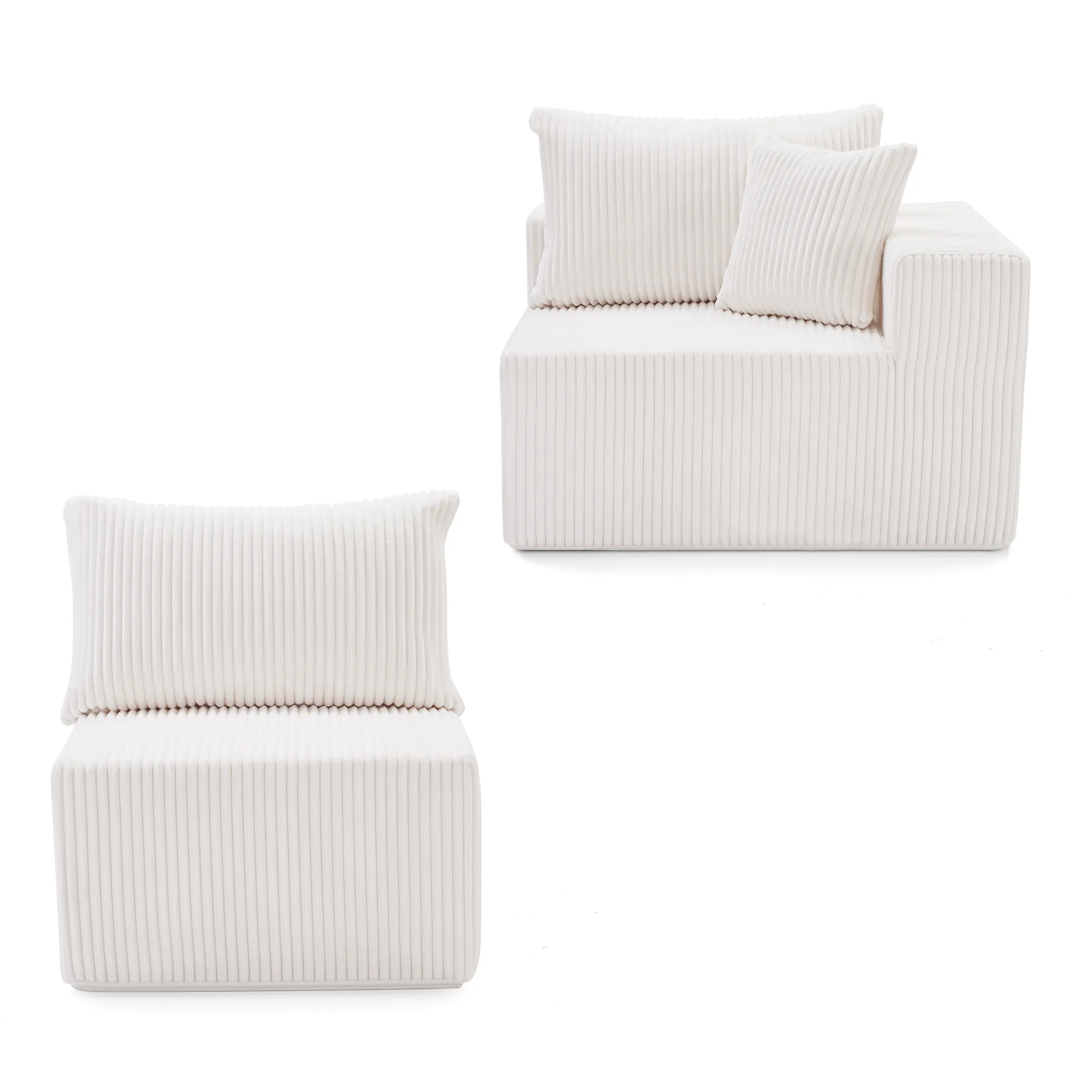 Beige-Right Corner and Armless