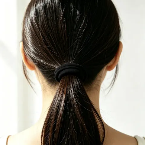 Female Basic Synthetic Elastic Hair Accessory Ponytail Holder - Casual Daily Use, Soft Drapey Flow, Fluffy Texture, Easy to Style, Includes Printed Usage & Washing Guide