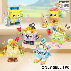Cute Sweet Creative Building Blocks Set Snack Robot, Handheld Popcorn Pineapple Bread Toy, Educational Holiday Gift for Kids, Unisex