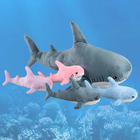 Home Giant Shark Stuffed Toys, 5 Counts/set Soft Huggable Plush Pillows, Creative Comfort Animal Plushie Doll Pillow for Room Decor, Fun Birthday Gift, Sofa Ornaments, Stuffed Animal Gifts