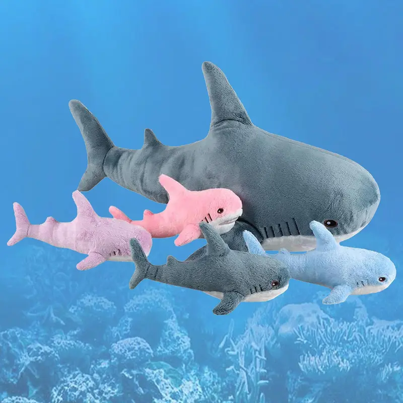 Home Giant Shark Stuffed Toys, 5 Counts/set Soft Huggable Plush Pillows, Creative Comfort Animal Plushie Doll Pillow for Room Decor, Fun Birthday Gift, Sofa Ornaments, Stuffed Animal Gifts