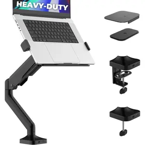 Elevate Pro - Heavy-Duty Standing Laptop Mount for Desk (11"-17.3" - max. 26lbs) Fully Adjustable Gas Spring Arm Stand - Clamp & Grommet Base - Steel Plates for Desk Protection & Stability