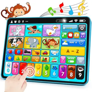 Trilingual Learning Toy Tablet with Music & Sound, Montessori Speech Musical Therapy Toys, Gifts for Boy, Girl, Baby, Toddler, for Age 1, 2, 3 Year Old a