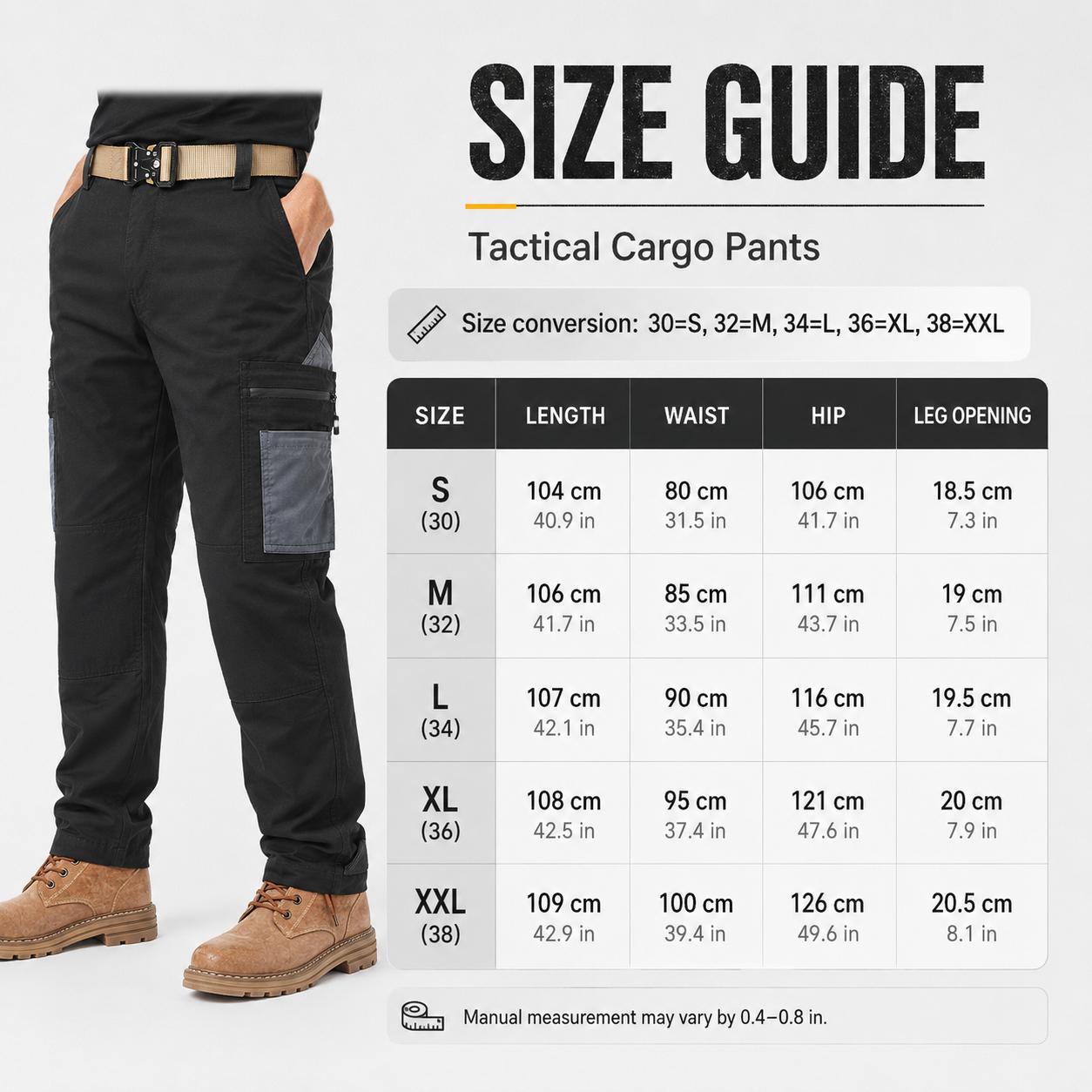 4Pack Men's Tactical Cargo Work Pants, Multi-Pocket Straight Leg Utility Trousers, Outdoor & Workwear | 1/ 2/3/4-pacs