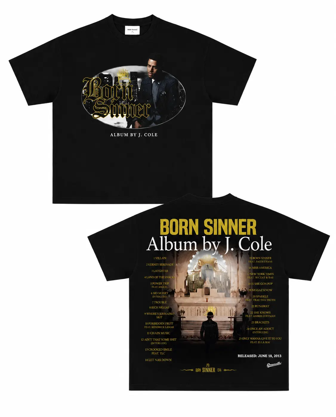 BORN SINNER TEE J. Cole Retro Rap Shirt, 2026 World Tour Vintage Graphic Tee for Fans