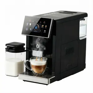 Garvee Super Automatic Espresso Machine with Built-in Grinder and Milk Frother, 19 One-Touch Drinks, 7” Touchscreen, Self-Cleaning, Removable Brewer, Adjustable Grinder, Detachable Milk Tank, Ideal for Home Baristas