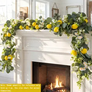 Lemon Artificial Vines,  Silk Vine Garland with Green Leaves, Faux Floral Garland, Fake Hanging Plants Greenery Decor for Home, Bedroom, Wall, Party, Wedding Decoration