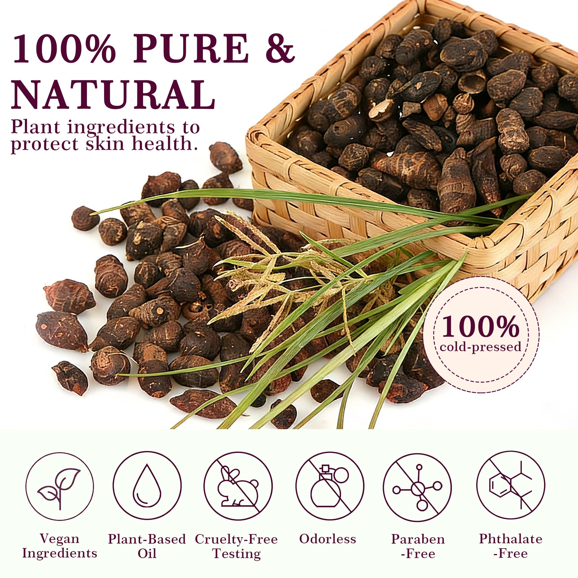 Cyperus Rotundus Oil Hair Removal Roll-On Essence, Natural Cyprus Cypress Rotundus Oil for Hair Removal, Reduces Unwanted Hair Growth, Soothes Skin & Minimizes Pores for All Skin Types