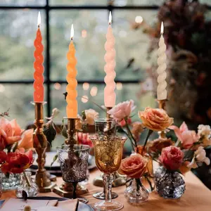 4pcs 7.28-Inch  Spiral Candle, Dripless & Smokeless Spiral Taper Candle, Ideal For Dinner, Party, Wedding And Decoration