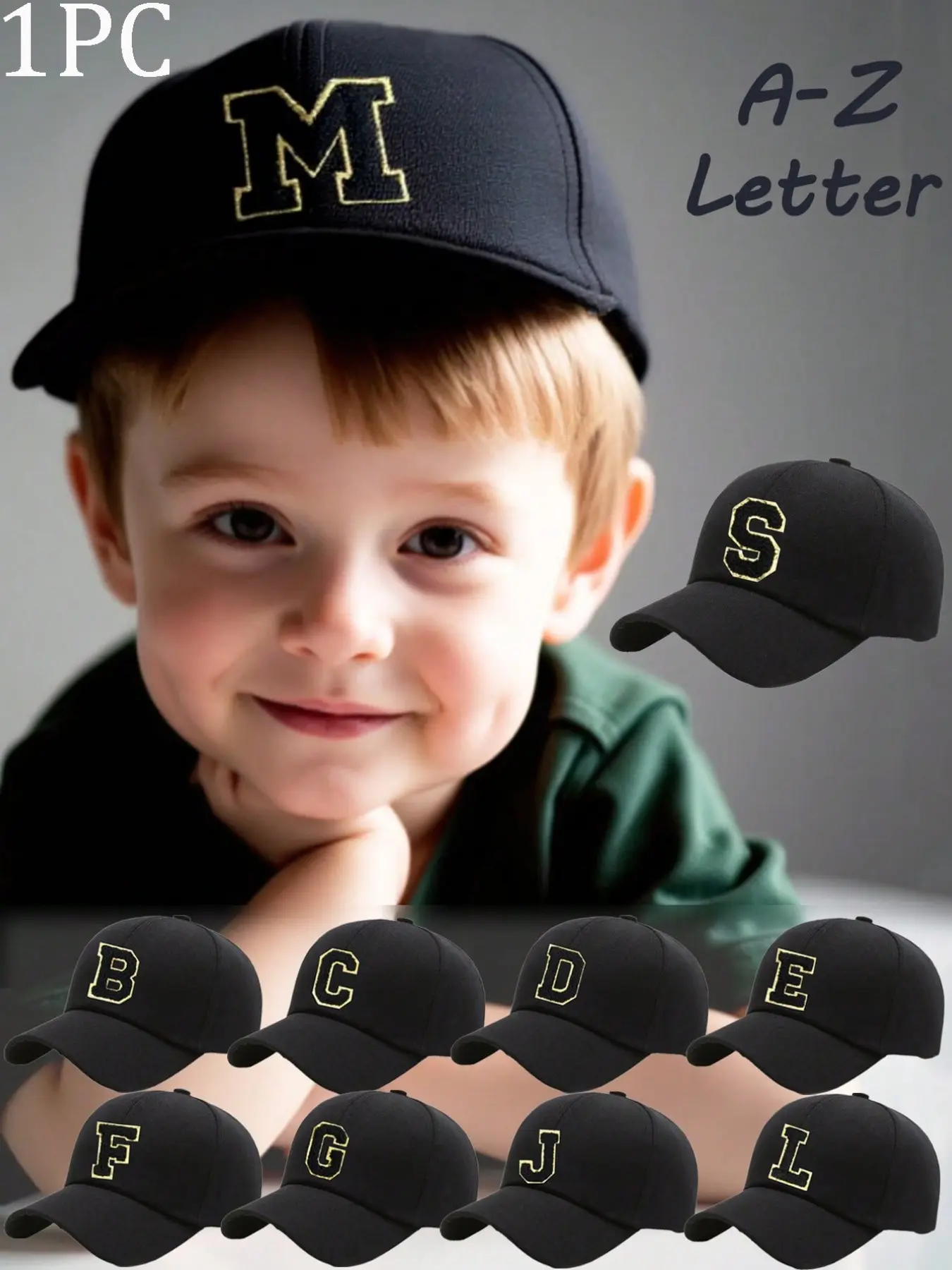 1PC 26 Letter Pattern Baseball Hat, Adjustable Hat, Fashion Casual Sunhat, Sun Hats for Toddlers, for Outdoor Activities, UV Protection Cap for Ages 3-8, Summer Accessory