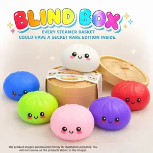 Expressive Colorful  Dumpling Squishy - Mysecret Bun Fidget Toy, Soft TPR Material, Stress Relief, Unboxing Surprise, Random Style per Pack. Valentine's Day and Easter gifts, suitable for children to exchange gifts