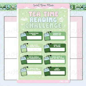 Tea Time Reading Challenge Vinyl Planner Stickers | Fnc 1135