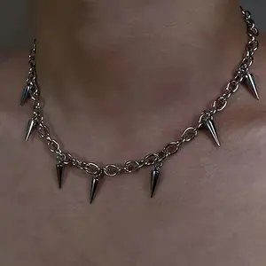 Stainless Steel Spike Necklace for Men & Women - Edgy Hip-Hop Style Unisex with Raw Metallic Finish, Durable Versatile Chain for Casual & Formal Outfits, Fashion Necklace, Outfit Accessorizing, Accessory, Bold Design, Sturdy Construction, Fashionforward I