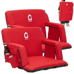 Garvee Extra Wide Stadium Seat with 6-Position Reclining Back Support, Padded Cushion, Anti-Slip Mat, Cup Holders, and Large Pockets for Outdoor Events, Football, Baseball, Concerts, and Bleacher Comfort
