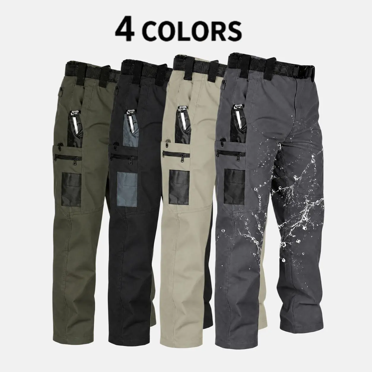Multiple options (2-pack, 1-pack). Men’s tactical pants, slightly stretchy waterproof fabric. 1-pack option available. Durable hard shell construction, wear-resistant workwear pants with checkered fabric. Suitable for hiking, casual wear, and work. Multi-