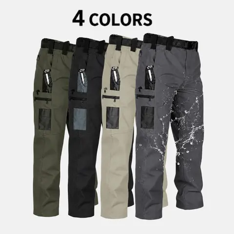 ZUMJOFO Men’s Tactical Cargo Work Pants, 230 GSM Durable Fabric, Multiple Pockets and Zipper Closures, Outdoor Pants for Work, Fishing, Hiking and Camping, Suitable for Spring and Fall
