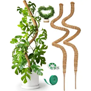 2 Pack 63" Bendable Moss Pole for  Monstera, Moss Poles for Climbing  Indoor, Coir  Pole Sticks Support Stakes for Potted , Pothos, Philodendron