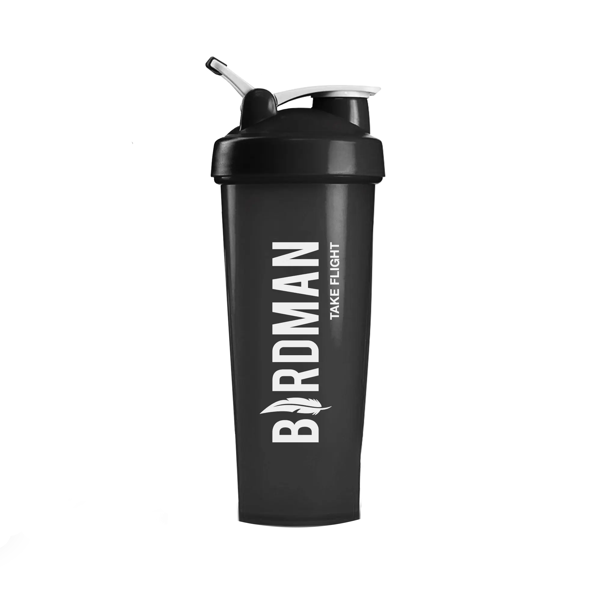 Birdman Reusable Portable Washable Shaker Water Bottle - Black Kitchenware Drinkware for Water, Protein Shakes, Refreshments, Water Bottles