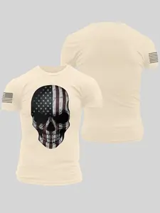 Summer Men's Comfortable Clothing, Skull Pattern Print, Trendy Streetwear Style for Hot Weather, Perfect for Outdoor Casual Activities