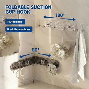 180° Corner Suction Cup Hook No-Drill No-Damage Vacuum Suction Hooks Kitchen Bathroom Bedroom Essentials Clothes Hooks Towel Hooks Organiser