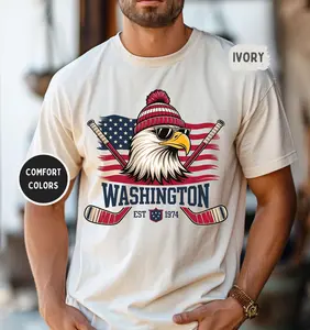 Washington Hockey Comfort Colors T-shirt, Unisex Tee Shirt for Sports Fans, Graphic Sports Tee, Capital Team Apparel Shirt, Hockey Fan