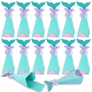 Mermaid Shape Candy Storage Box with Bow, Perfect Wedding Gift, Birthday Present, Baby Shower, Summer Celebrations, Mermaid Party Decor