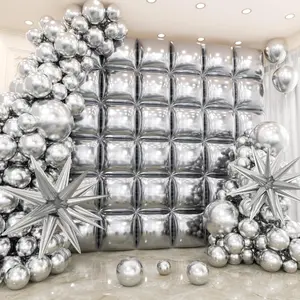 36 count Metallic  Square Foil Balloons Wall Backdrop with 79 count Balloon Garland Arch Kit, Double Sided Balloon for Bachelorette  Shower Birthday Anniversary Graduation Party Decorations