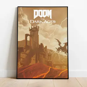 Doom_ The Dark Ages Gaming Poster, Wall Art & Home Decor, Action-Packed First-Person Shooter Video Game Poster Gift, Man Cave Decor