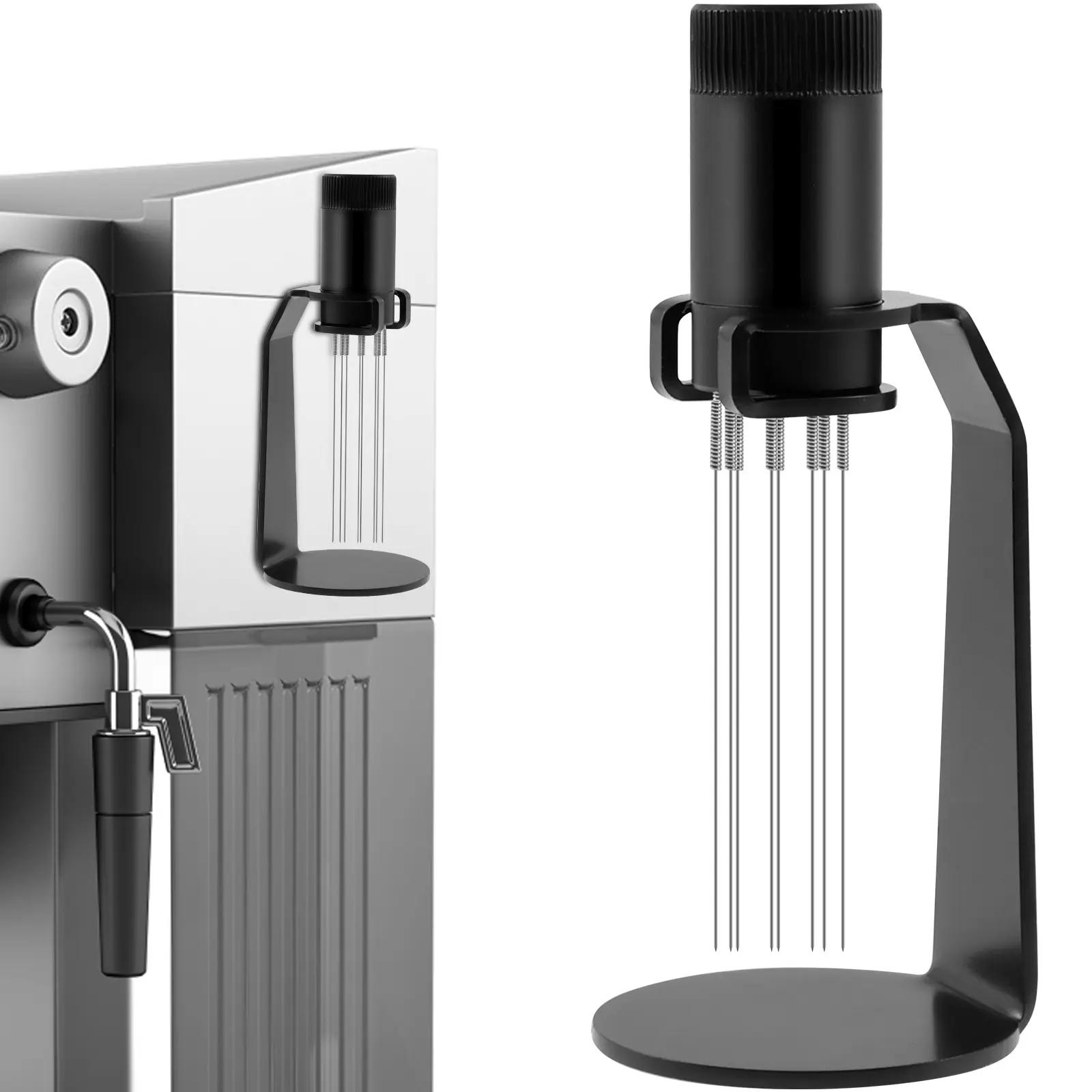 Espresso Distribution Tool with Stand Rustproof Coffee Distributor Stirrer Portable Coffee Distributor Needle Ergonomic Coffee Stirring Tool with 0.5mm Stainless Steel Needles