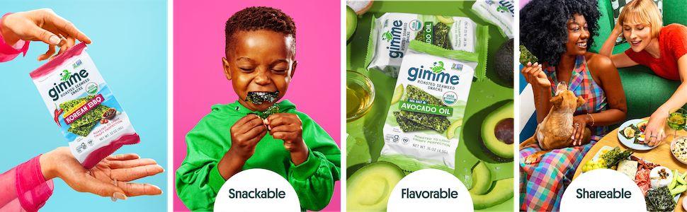 Gimme 6 CT Sea Salt Organic Roasted Seaweed Snacks, 5g, 0.17oz